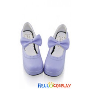 Purple IW Charlotte Bow Chunky Sweet Lolita Shoes