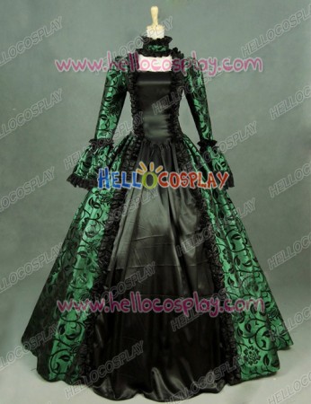 Victorian Lolita Georgian Reenactment Gothic Dress Green