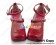 Wine Red Back Ruffle Strap Chunky Princess Lolita Shoes