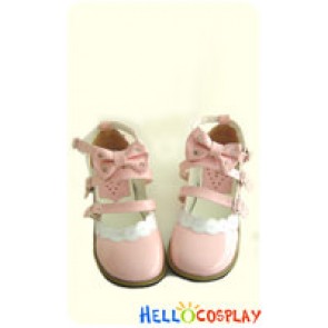 Mirror Pink Bow Straps Flat Sweet Lolita Doll Shoes