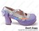 Purple White Back Bow Ruffle Strap Chunky Princess Lolita Shoes
