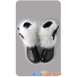 Black Sweet Heart Bow Chunky Plush Cover Lolita Short Boots