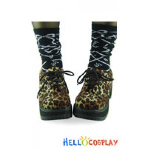 Leopard Lace Shoelace Chunky Punk Lolita Shoes