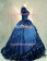 Victorian Southern Belle Ball Gown Reenactment Halloween Blue Lolita Dress Costume