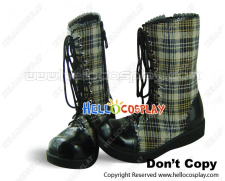 Blue White Gingham Lace And Zipper Platform Punk Lolita Boots