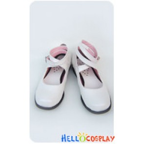 White Pop Crossing Straps Chunky Princess Lolita Shoes