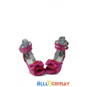 Pink Open Toe Satin Ruffle Chunky Princess Lolita Shoes