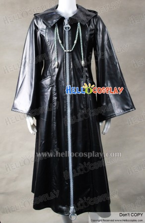 Kingdom Hearts Organization XIII 13 Cosplay Black Leather Coat Big Zipper
