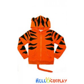 Myplace Lovers Fashion Tiger Thicken Zipper Hoodie Jacket Orange