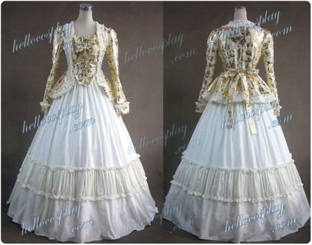 Civil War Satin Jacket Gown Dress Wedding Dress