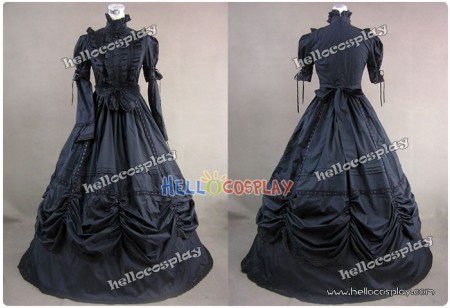 Gothic Cotton Lolita Black Dress Ball Gown Prom