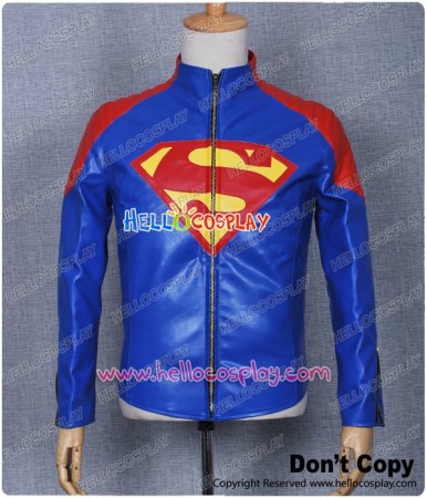 Smallville Clark Kent Cosplay Blue Leather Jacket Coat Costume