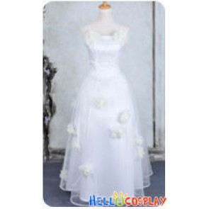 Sailor Moon Cosplay Usagi Tsukino White Rose Costume Formal Dress