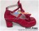 Wine Red Three Bows Ruffle Chunky Princess Lolita Shoes
