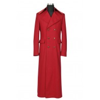 Doctor 4th Fourth Dr Tom Baker Cosplay Costume Red Long Trench Coat