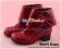 Wine Red Ruffle Bow Chunky Sweet Lolita Short Boots