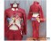 One Piece Cosplay Sadi Chan Dark Red Costume White Cape