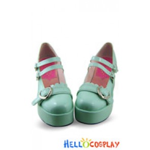 Mint Two Straps Ruffle Platform Princess Lolita Shoes