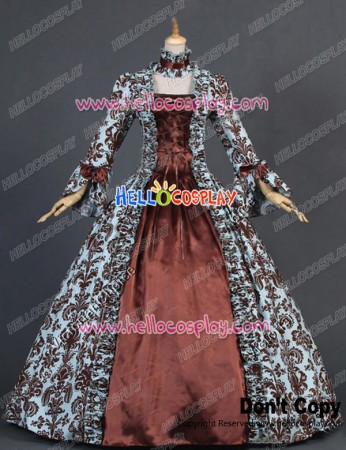 Victorian Gothic Satin Brown Formal Ball Gown Reenactment Stage Lolita Dress Costume