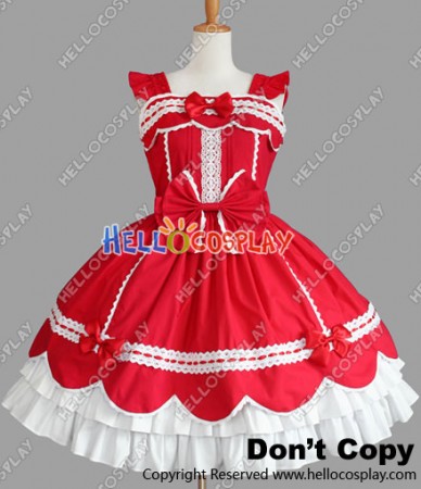 Sweet Lolita Gothic Punk Jumper Skirt Red Dress
