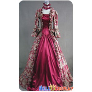 Victorian Lolita Reenactment Stage Antique Gothic Lolita Dress Wine Floral