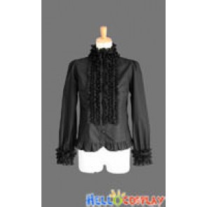 Gothic Punk Lolita Black Ruffle Blouse