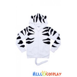 Myplace Lovers Fashion Tiger Thicken Zipper Hoodie Jacket White