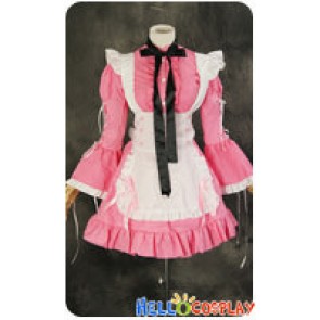 Maid Cosplay Pink White Long Sleeves Dress Sweet Costume