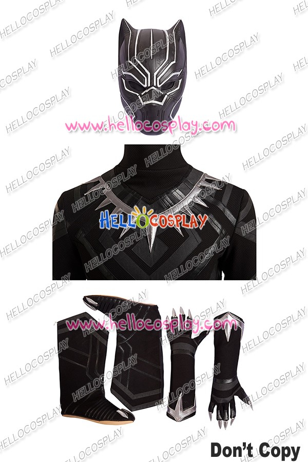 Captain America Civil War Black Panther T'Challa Cosplay Costume with Boots