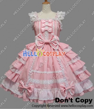 Sweet Lolita Gothic Punk Jumper Skirt Pink Frill Dress