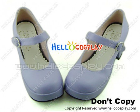 Matt Purple Instep Strap Chunky Punk Lolita Shoes