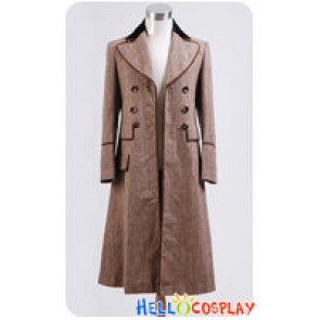 Doctor Cosplay Dr Ecru Brown Long Wool Trench Coat Costume