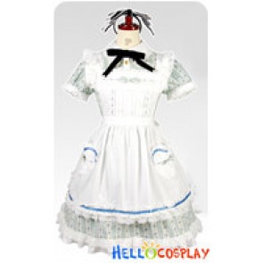 Lovely Alice Blue Floral Cosplay Maid Dress Costume