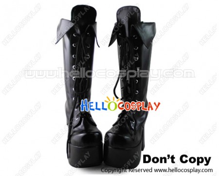 Punk Lolita Boots High Chunky Platform Black Lace Up