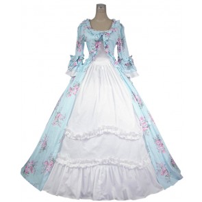 Renaissance Gothic Lolita Ball Gown Floral Print Cotton Dress