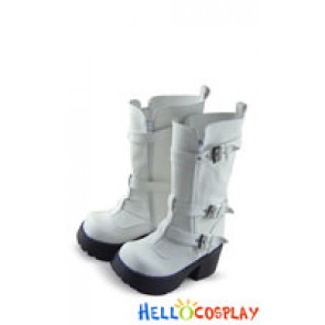 White Zipper Chunky Punk Lolita Diamond Boots