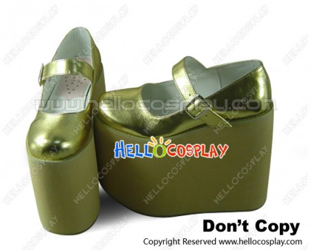 Golden NaNa Strap Platform Punk Lolita Shoes