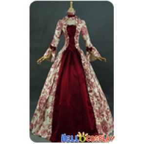 Victorian Lolita Reenactment Stage Antique Gothic Lolita Dress Red Floral