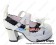 White Crisscross Bow Black Lace PU Leather Chunky Heel Shoes