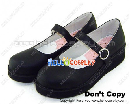 Black Daily Single Strap Platform Sweet Lolita Shoes