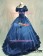 Victorian Southern Belle Ball Gown Reenactment Halloween Blue Lolita Dress Costume