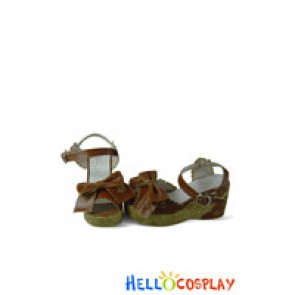 Light Brown ViVi Detachable Bow Platform Princess Lolita Shoes