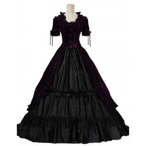 Victorian Gothic Velvet Gown Reenactment Stage Purple Punk Lolita Dress Costume