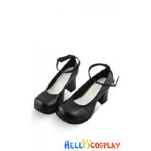 Black Ankle Strap Chunky Punk Lolita Shoes