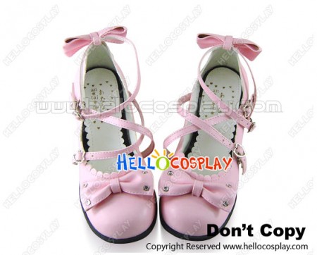 Pink Pearls String Chunky Princess Lolita Shoes