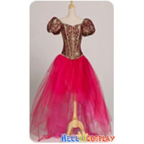 Victorian Princess Brocade Corset Ballet Stage Hotpink Floral Dress Costume