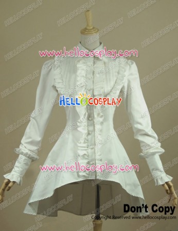 Gothic Lolita Cosplay Victorian Romantic White Blouse Ruffle Steampunk Costume