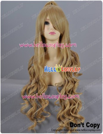 Light Brown Curly Long Cosplay Wig With Clip-On Ponytail