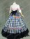 Victorian Gothic Ball Gown Reenactment Stage Punk Blue Tartan Lolita Dress Costume