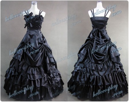 Southern Belle Satin Lolita Ball Gown Dress Black Dress